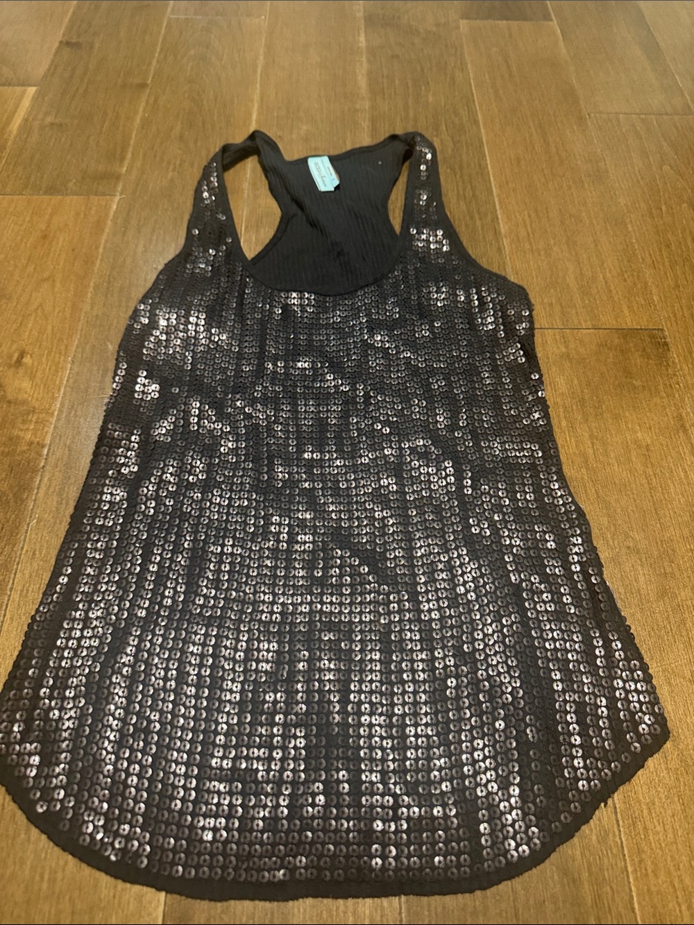 Guess by Marciano Black Sequin Racerback Tank Top